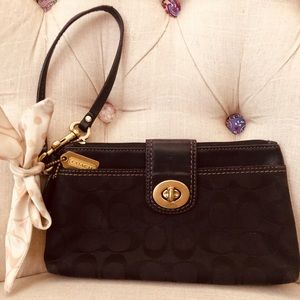 Black Signature Coach Wristlet